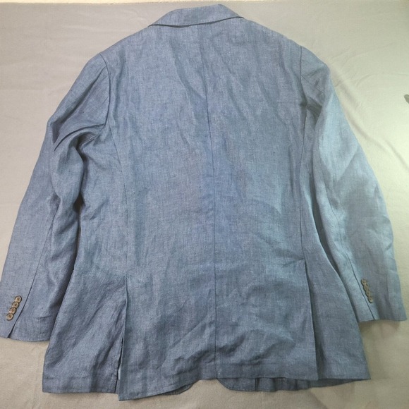 Jos A Bank Reserve Tailored Fit Blue Linen Preppy‎ Beach Wedding men Size 48 - Picture 2 of 11